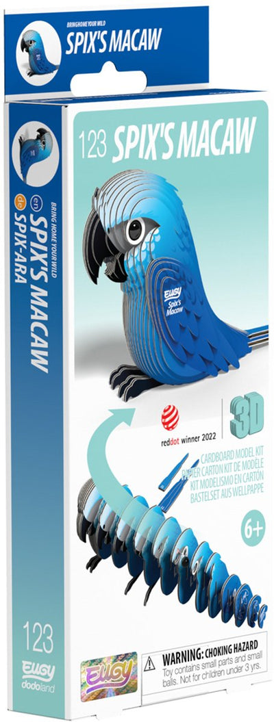 Eugy 3d puzzel - spix' ara - vogels - duurzaam - verzamel ze allemaal - 6 jaar