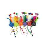 Happy pet tabby patch glitterbal met ratel en veren - afbeelding 2