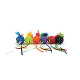 Happy pet tabby patch glitterbal met ratel en veren - afbeelding 4