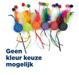 Happy pet tabby patch glitterbal met ratel en veren - afbeelding 1