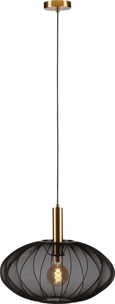 Lucide corina - hanglamp - ø 50 cm - 1xe27 - zwart - japandi