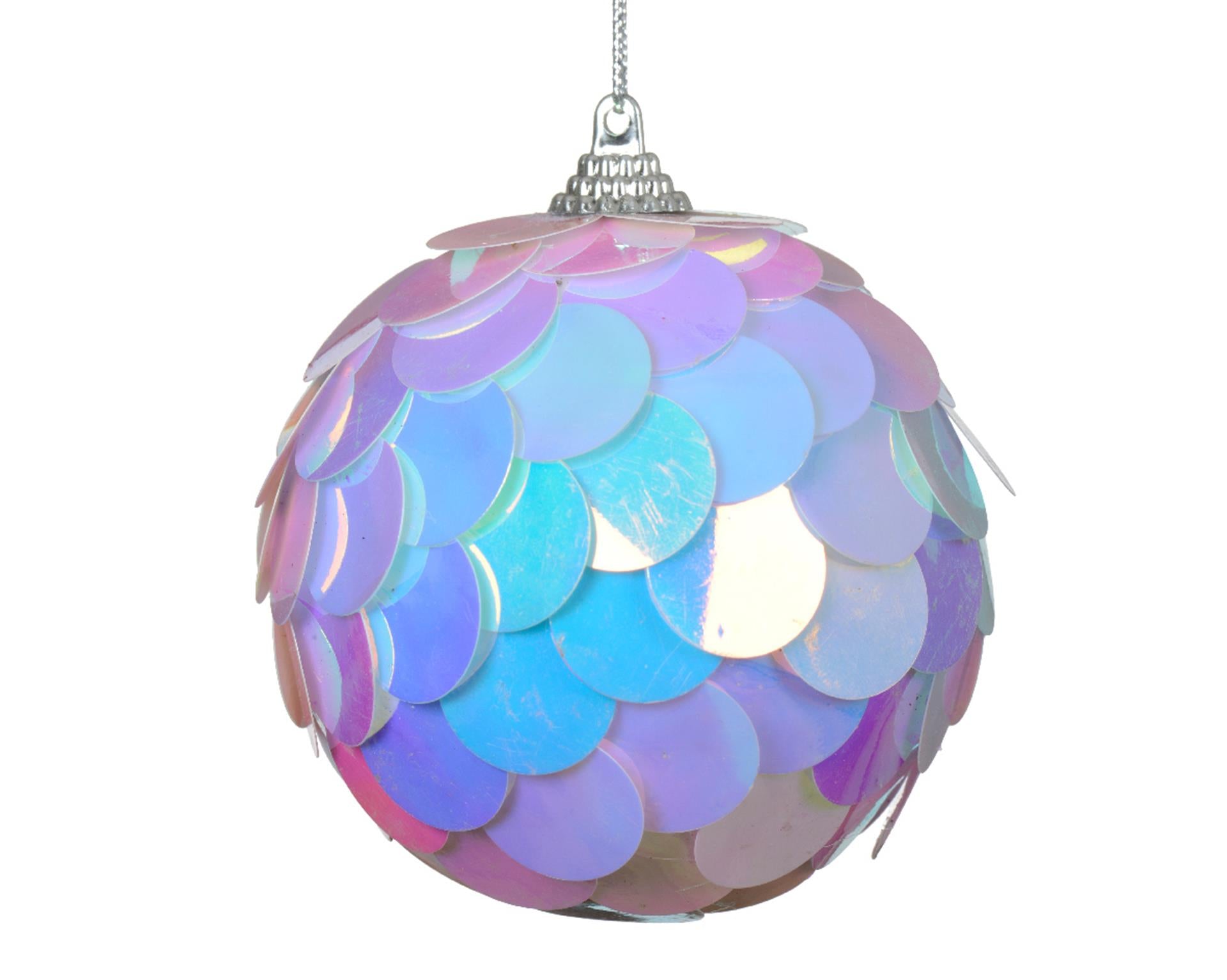 Decoris kerstbal pailletten iriserend 8cm 4 dlg