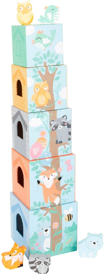 Small foot - stapeltoren met bosdieren pastel, 10dlg.