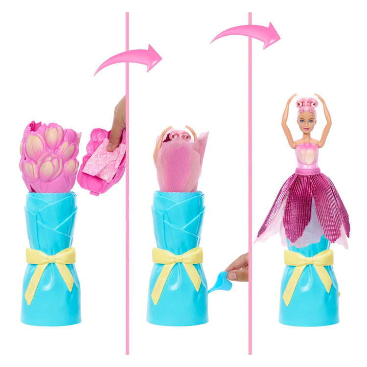 Barbie reveal flower supprise pink tulip