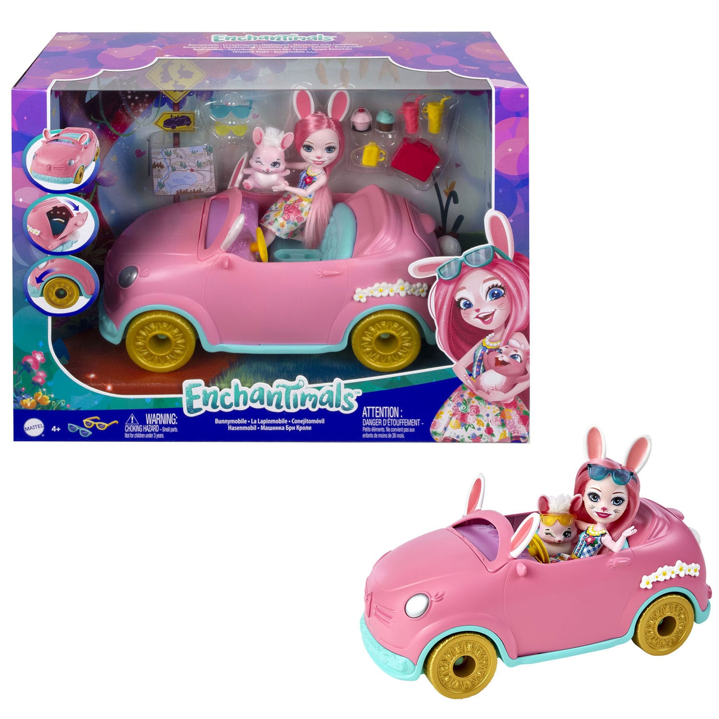 Mattel Enchantimals Konijn met Voertuig