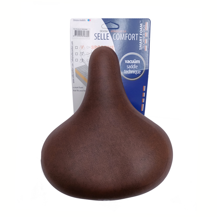Selle comfort retro medium zadel bruin. met smart foam techniek, zonder strop
