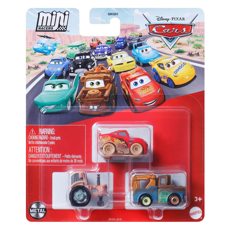 Mattel disney pixar cars mini racers auto's, 3st.