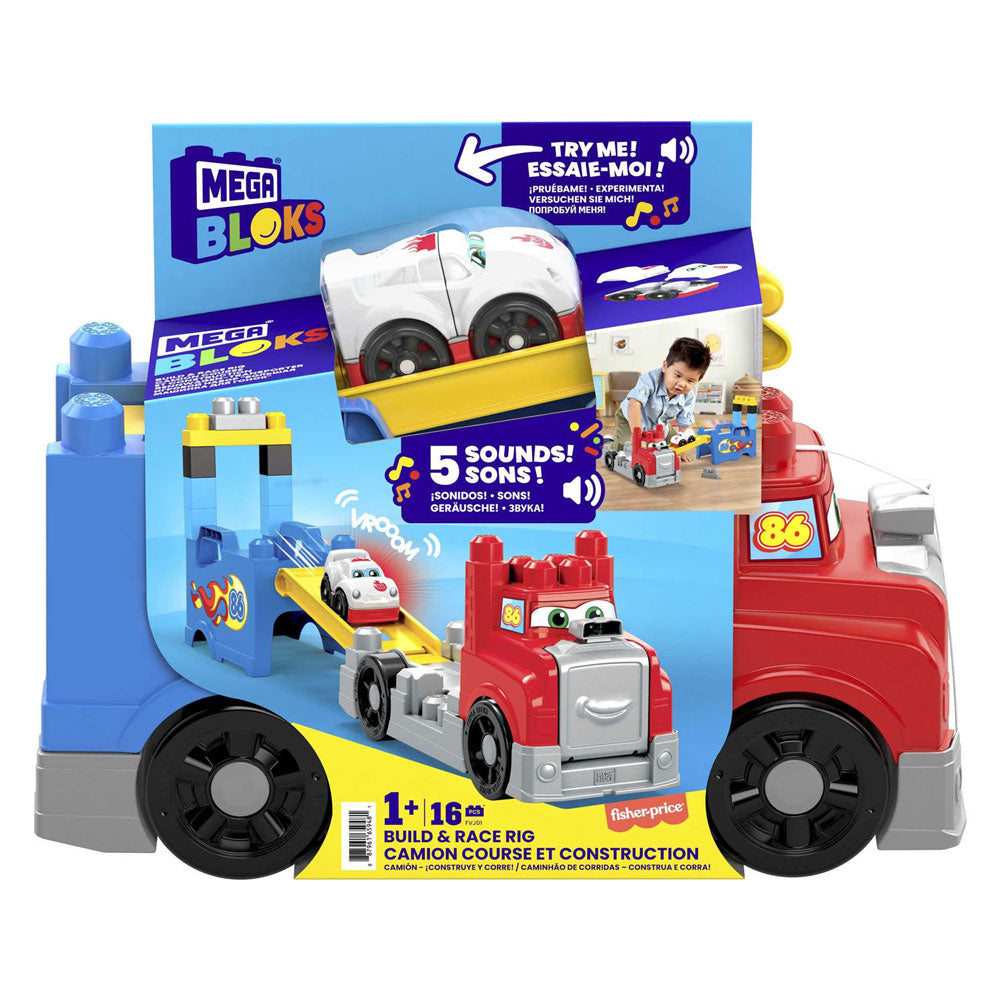 Mattel mega bloks bouw- en racetruck - 16dlg.