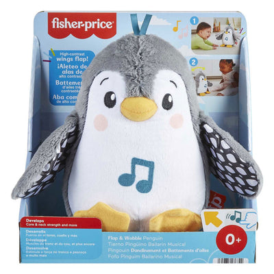 Fisher-price flap wobble penguin - 20 cm hoog - interactieve knuffel