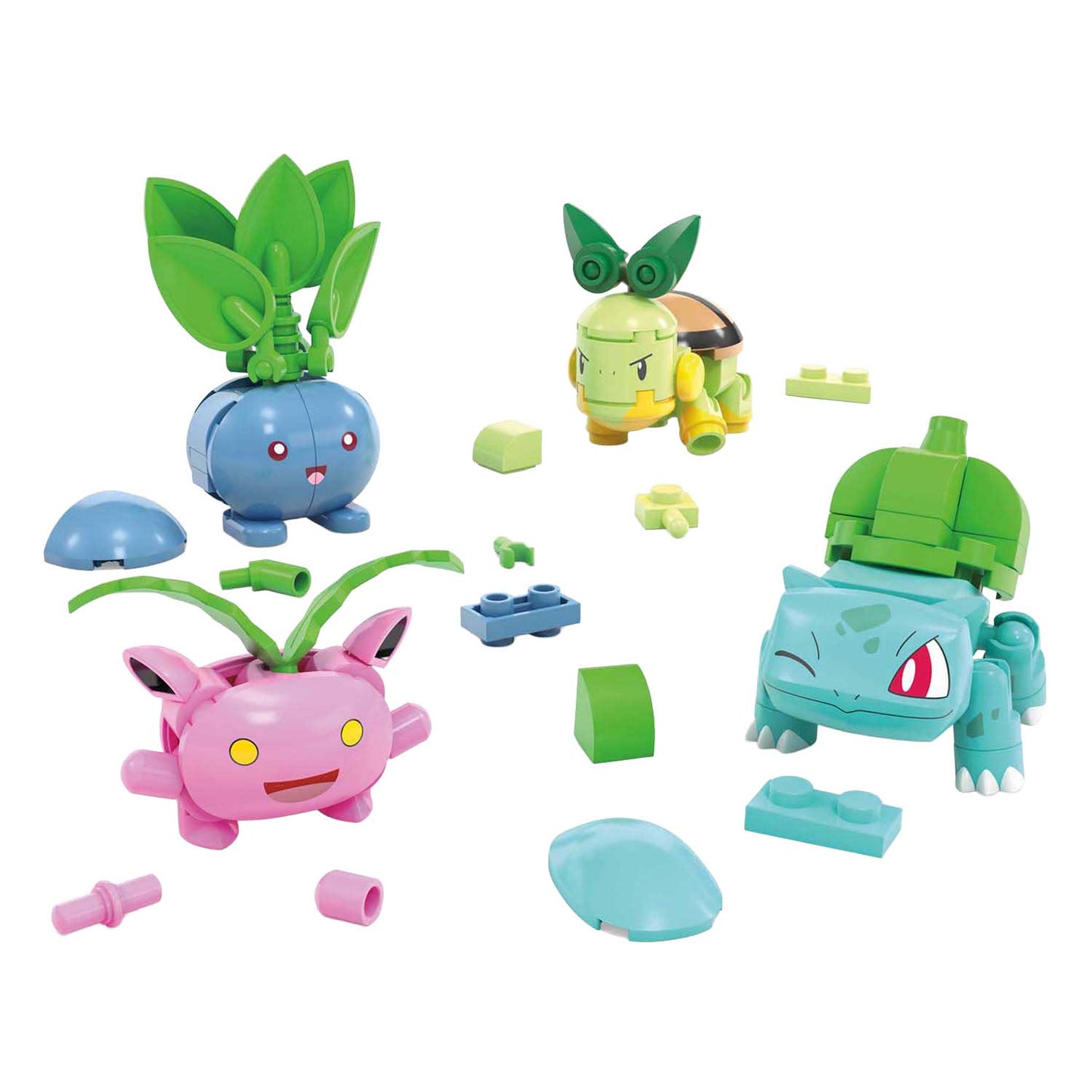 Mega bloks mega construx pokémon bouwset - bulbasaur, turtwig, hoppip en oddish