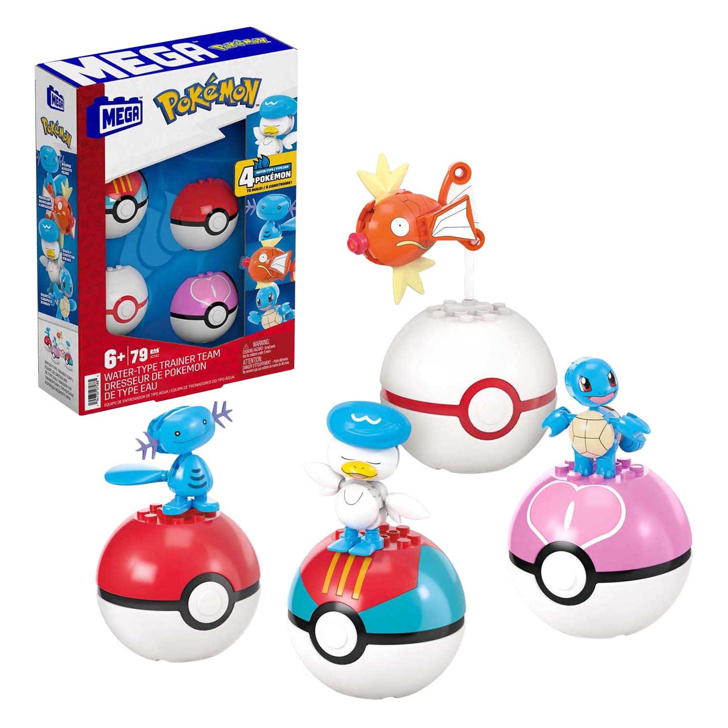 Mattel mega construx pokémon bouwset - magikarp, shellder en quaxly