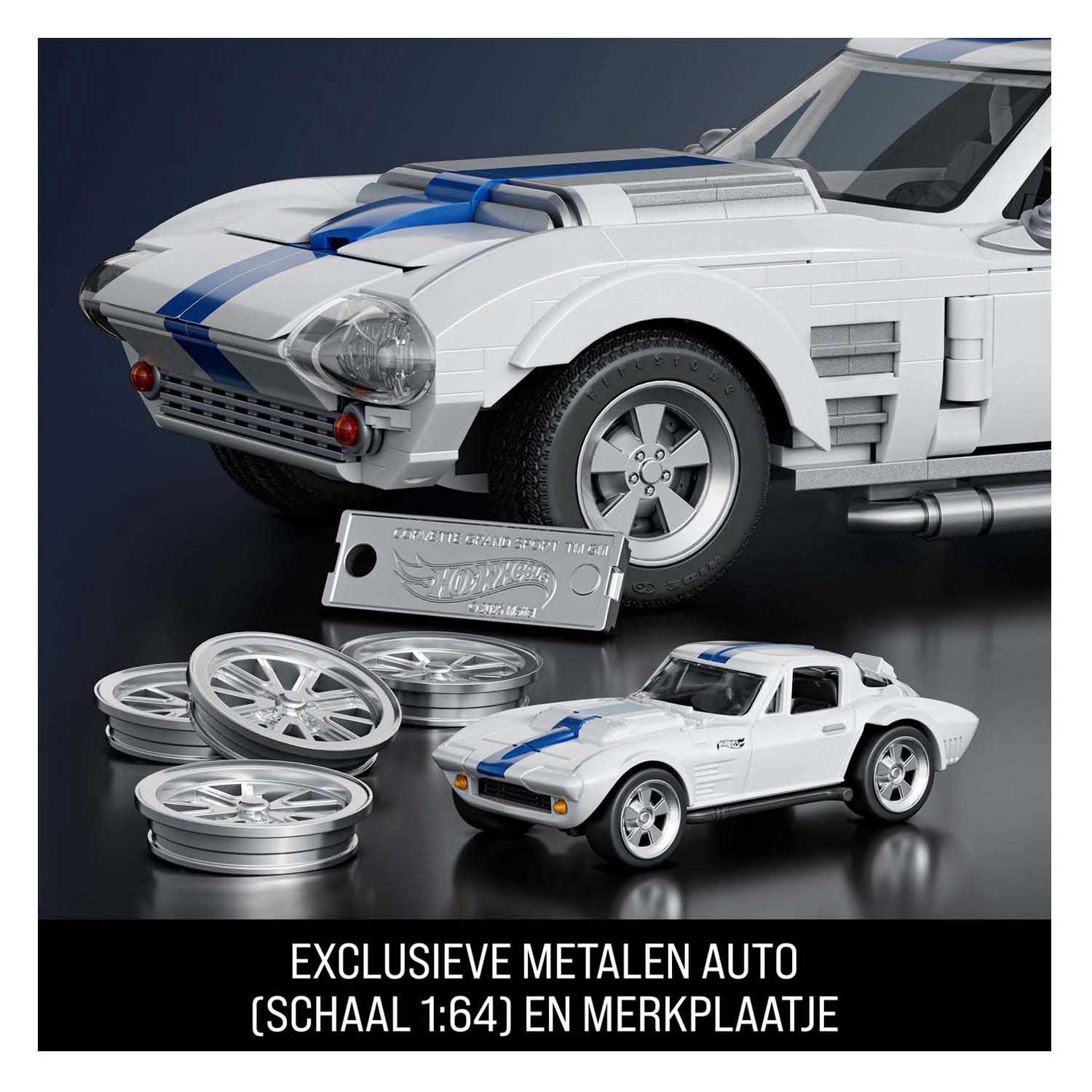 Mattel brick shop hot wheels elite serie - corvette grand sport - bouwspeelgoed - 918 onderdelen
