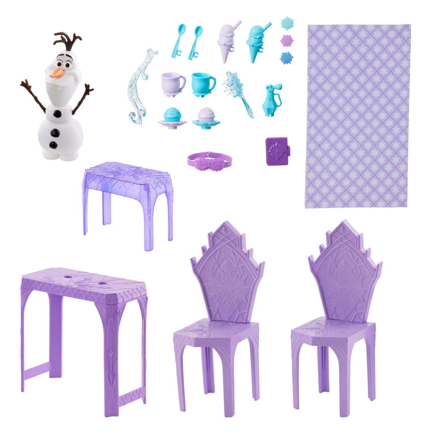 Mattel disney frozen elsa's ijspaleis – 5 speelplekken met glijbaan, balkon en olaf - 75 cm