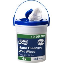 Tork (190592.1) reinigingsdoekjes w14 hand wipes 1-lgs wit 16 mtr x 27 cm 1 emmer 58 vel