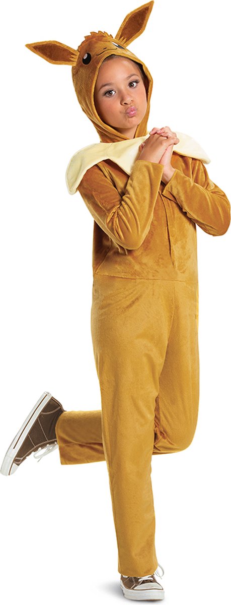 Disguise pokémon, eevee klassieke jumpsuit met capuchon, maat m (7-8 jaar)