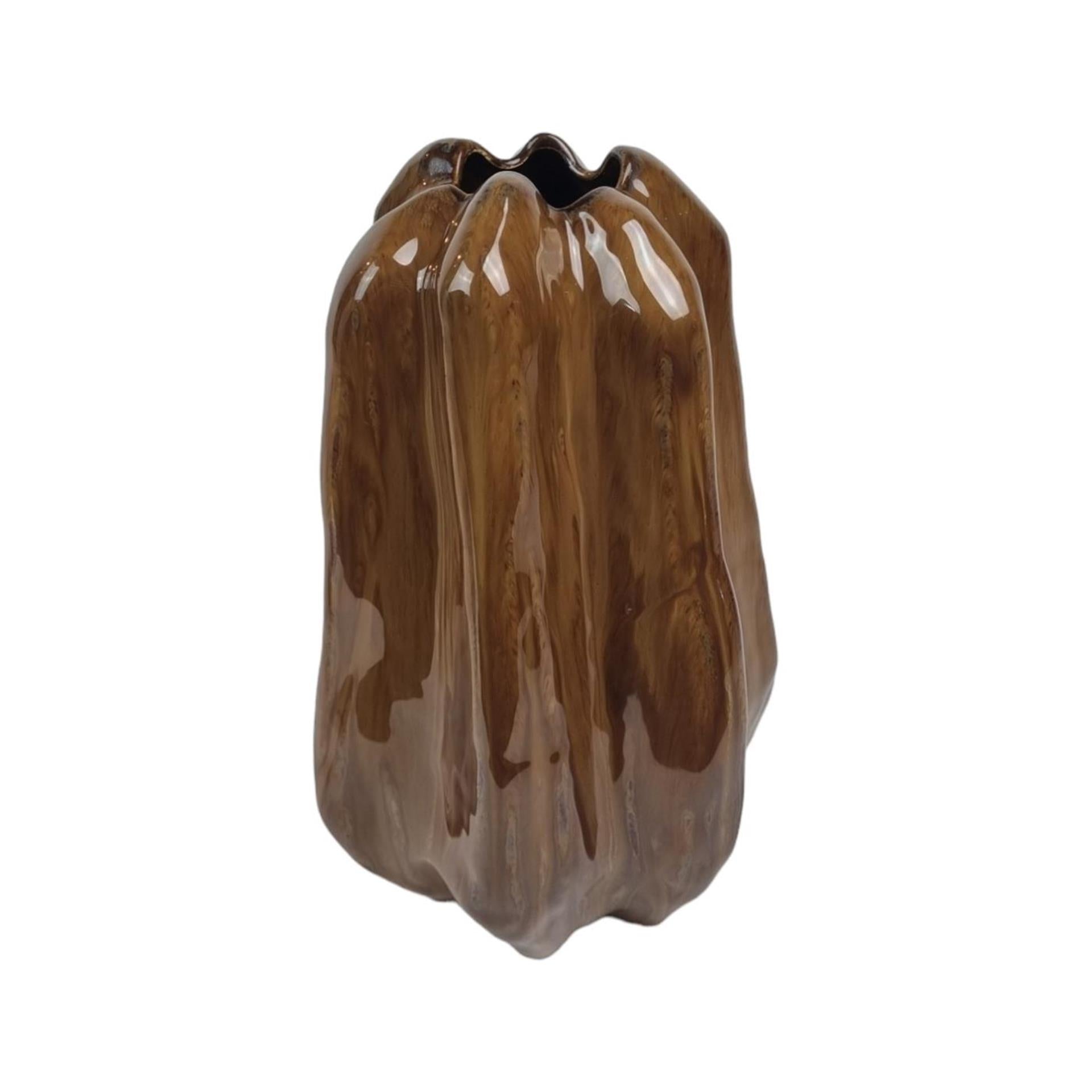Mansion atmosphere vaas merano keramiek bruin 16,5x15x25,5cm