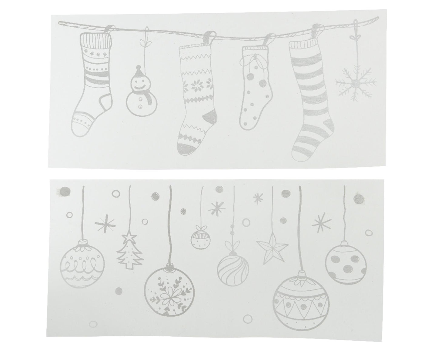 Decoris raamdecoratie kerstsokken kerstballen pvc wit 23x49cm
