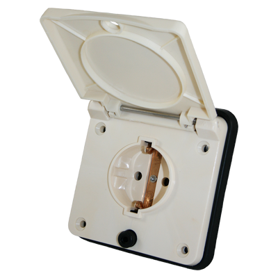 Schuko buiten wandcontactdoos beige voor caravan en camper