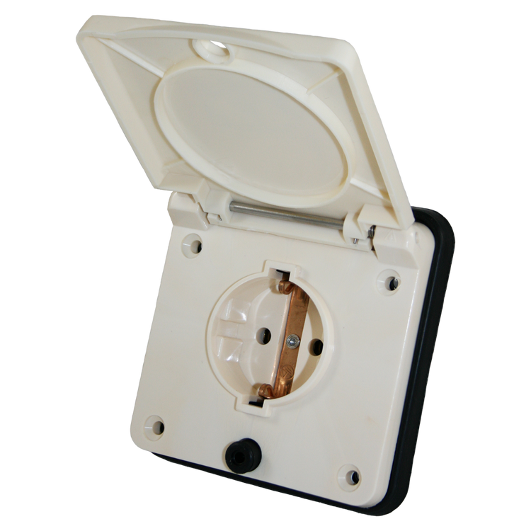 Schuko buiten wandcontactdoos beige voor caravan en camper