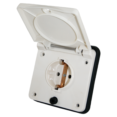 Schuko buiten wandcontactdoos wit voor caravan en camper - zonder verkoopverpakking