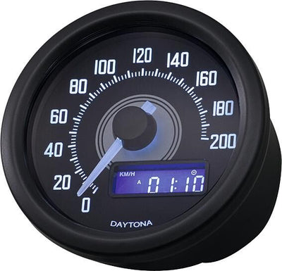 Daytona tachometer velona 60 dark speedometer velona dark,s led-white 200km h