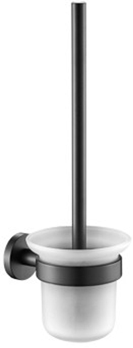 Plieger vigo wc borstel – toiletborstel met houder glas – wandhouder – 10 jaar garantie – mat zwart