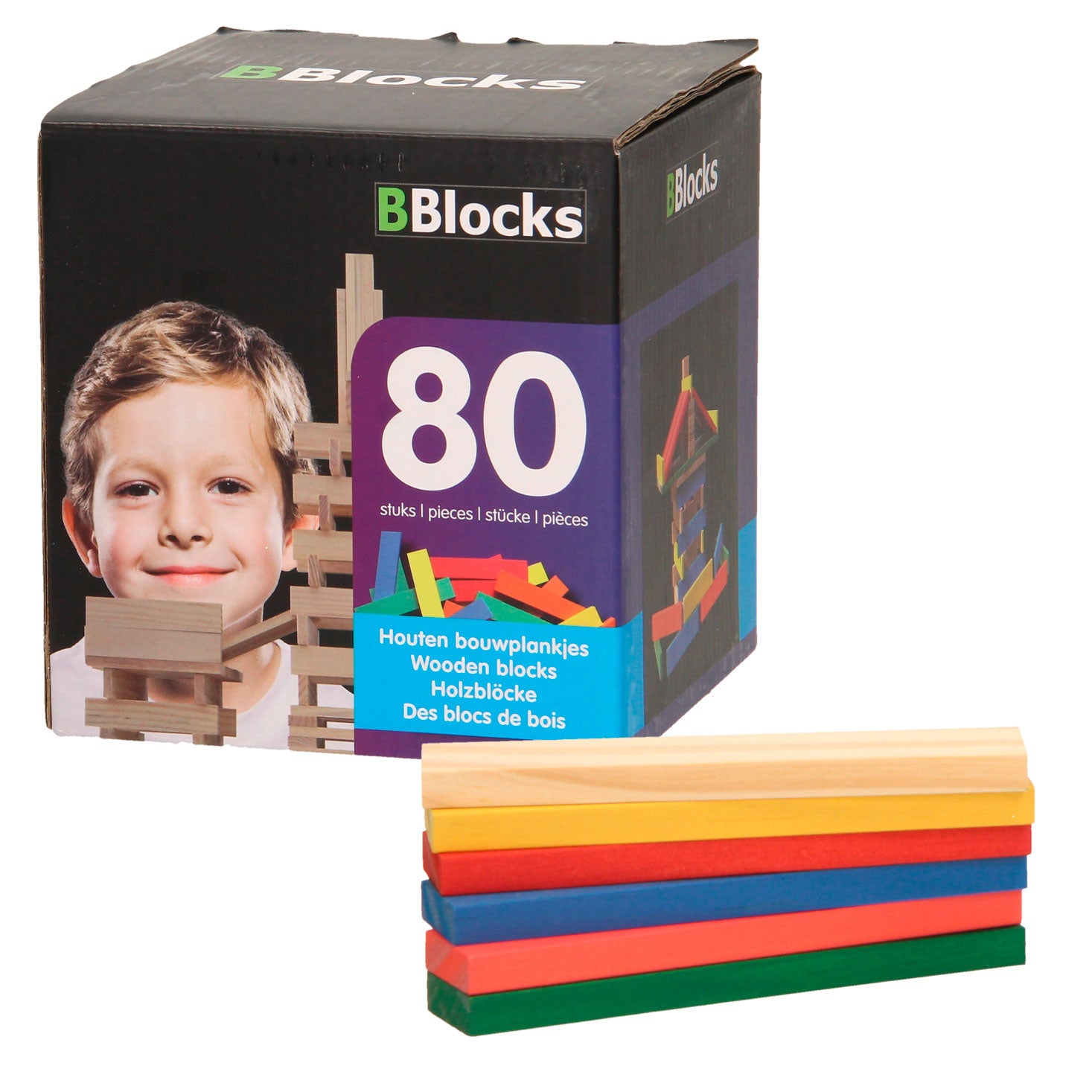 Bblocks bouwplankjes kleur, 80dlg.