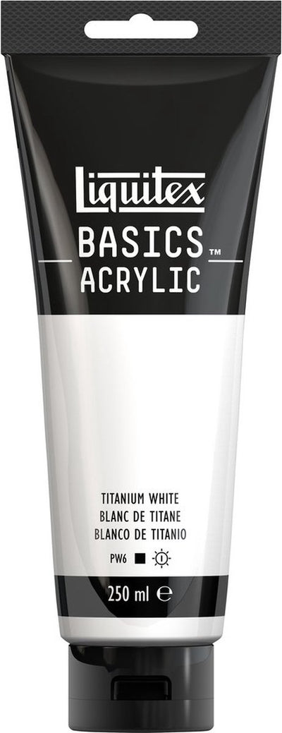 Liquitex 88700229 basics acrylverf titanium white – 250 ml | kunstenaars acrylverf | middelmatige viscositeit | lichtechte kleur voor schilderen canvas