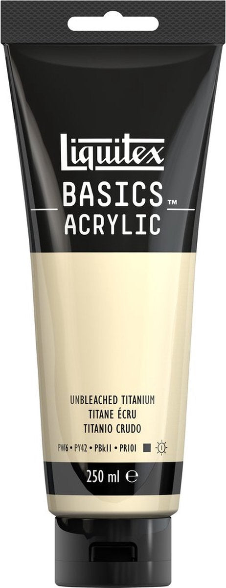 Liquitex 88700240 basics acrylverf unbleached titanium – 250 ml | kunstenaars acrylverf | middelmatige viscositeit | lichtechte kleur voor schilderen canvas