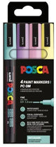 Posca uni paintmarker pc-3m | 1 | 5 mm | etui van 4 stuks in geassorteerde zachte kleuren