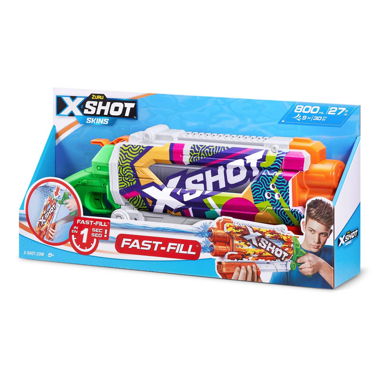 Zuru x-shot waterpistool fast fill skins pump action, 500ml