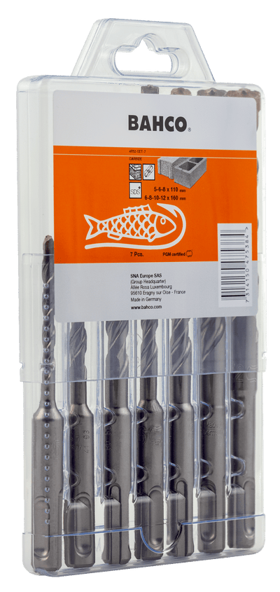 Bahco sds+ borensets | 2-snijkanten | voor beton | 7-delig | 4652-set-7