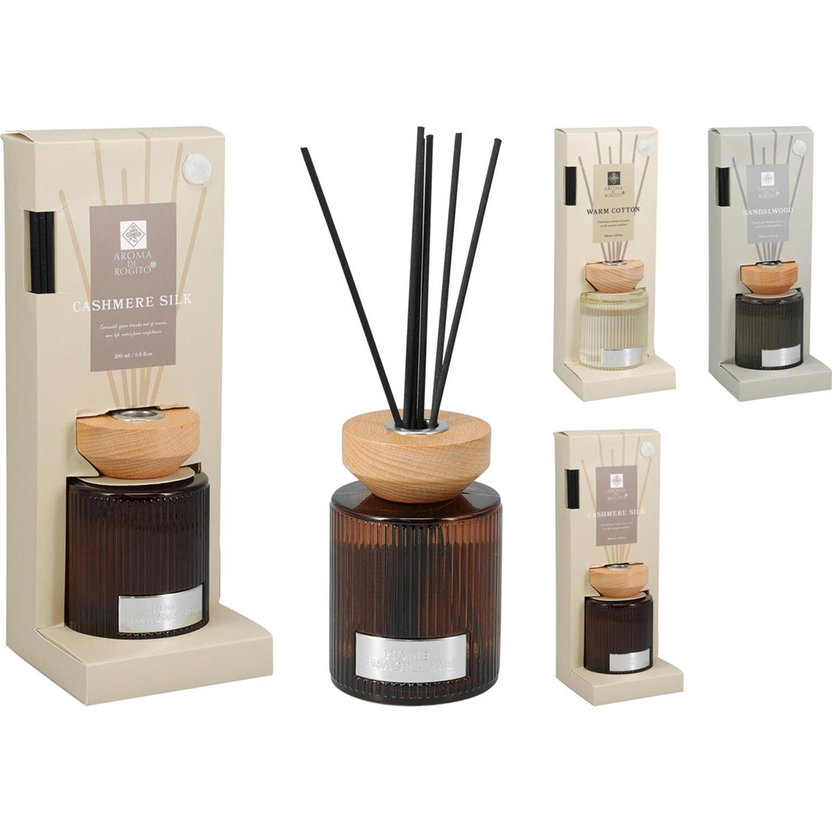 Home styling geurstokjes 200ml in ribbelglas
