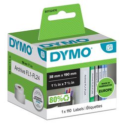 Etiket ordner smal 99018 dymo 38x190mm wit 110 stuk