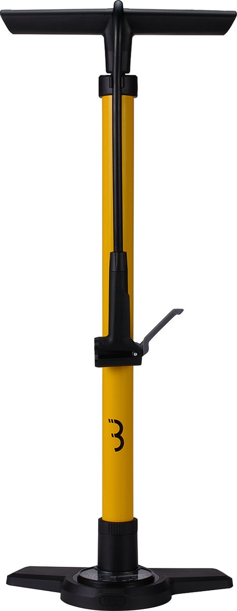 Bbb cycling airboost 2.0 fietspomp met drukmeter - 11 bar 160 psi - ventielen: dunlop, presta schräder - hoge druk vloerpomp racefiets en mtb - geel - bfp-28