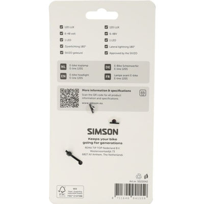 Simson koplamp aurora e-line 120s - e-bike (ebike)