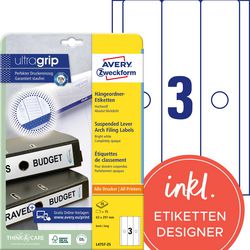 Rugetiketten avery zweckform l4757-25 wit, 75 etiketten