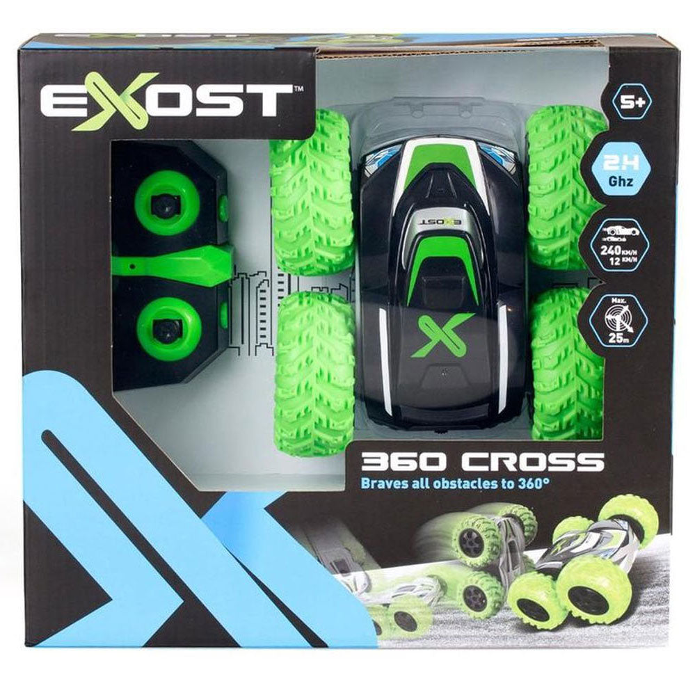 Exost rc 360 cross ii stuntauto groen 1:18 - rc auto - bestuurbare auto - met koplampen