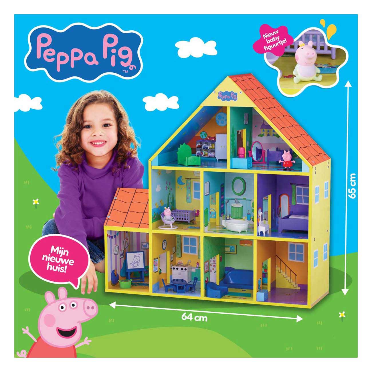 Spectron peppa pig houten poppenhuis met 9 kamers