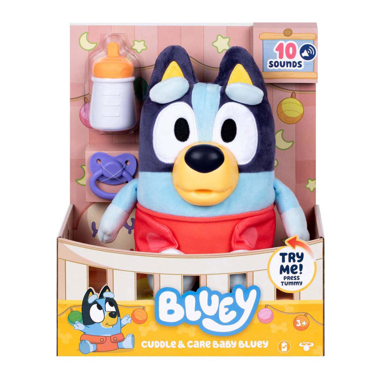 Moose toys baby bluey cuddle and care interactief pluchen knuffel