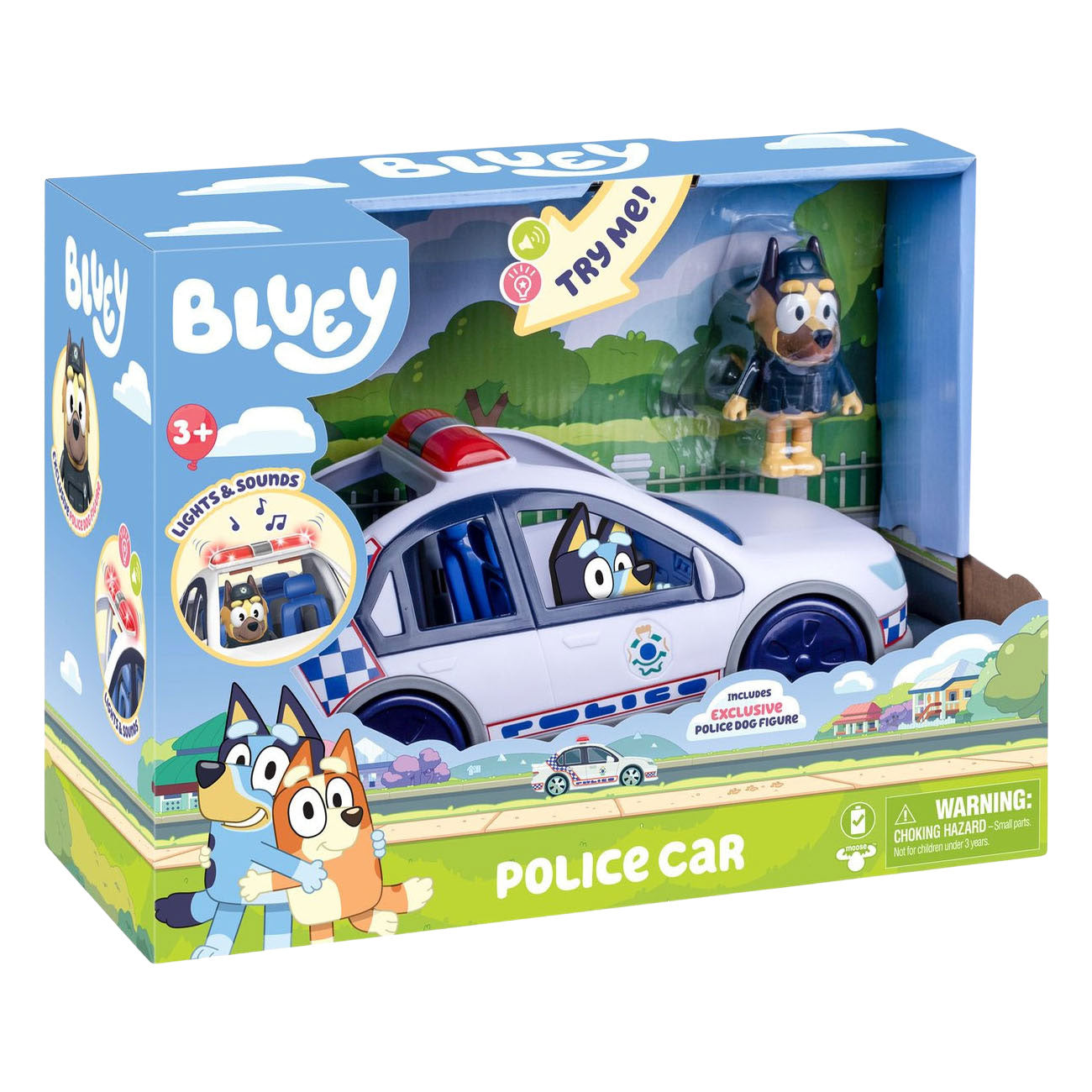 Moose toys bluey politieauto met licht geluid