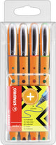 Stabilo worker+ - rollerball pen 0.5 mm - zwart, blauw, groen rood - etui met 4 kleuren