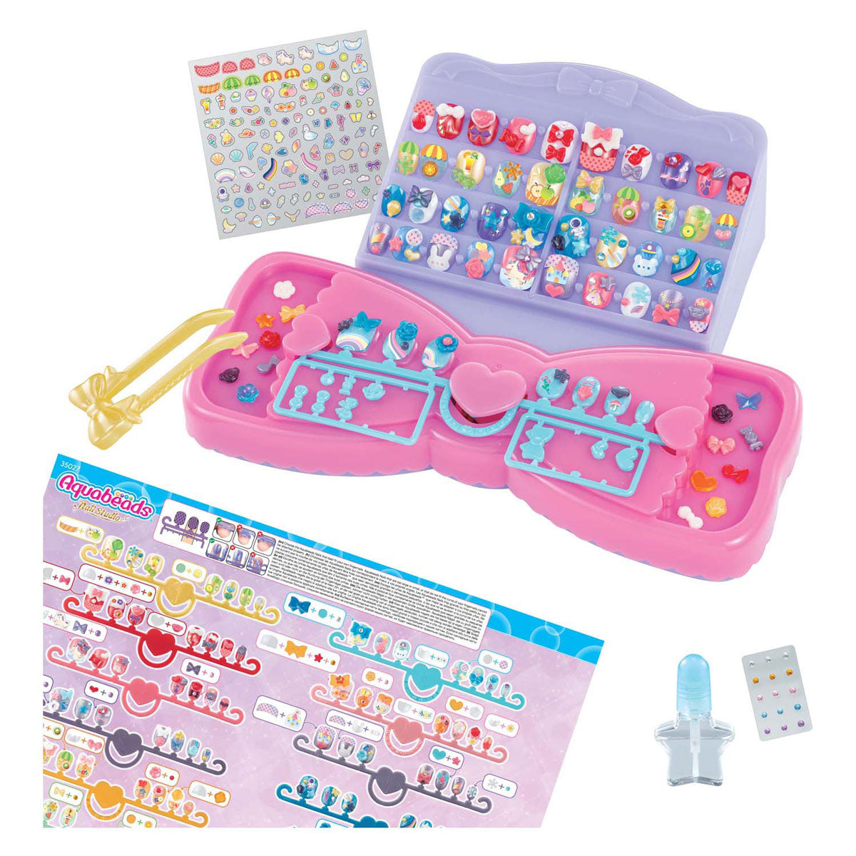 Aquabeads veelkleurige nagelset voor kinderen- complete nagelstudio inclusief 60 nagels