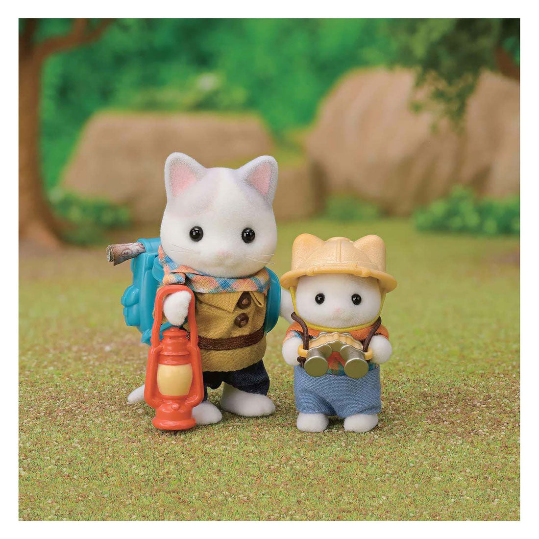 Sylvanian families 5763 duo avonturiers - latte kat broer en baby- fluweelzachte speelfiguren