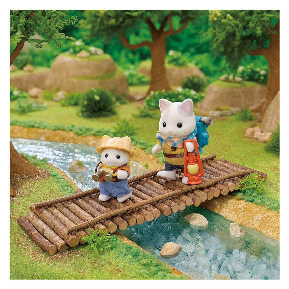 Sylvanian families 5763 duo avonturiers - latte kat broer en baby- fluweelzachte speelfiguren