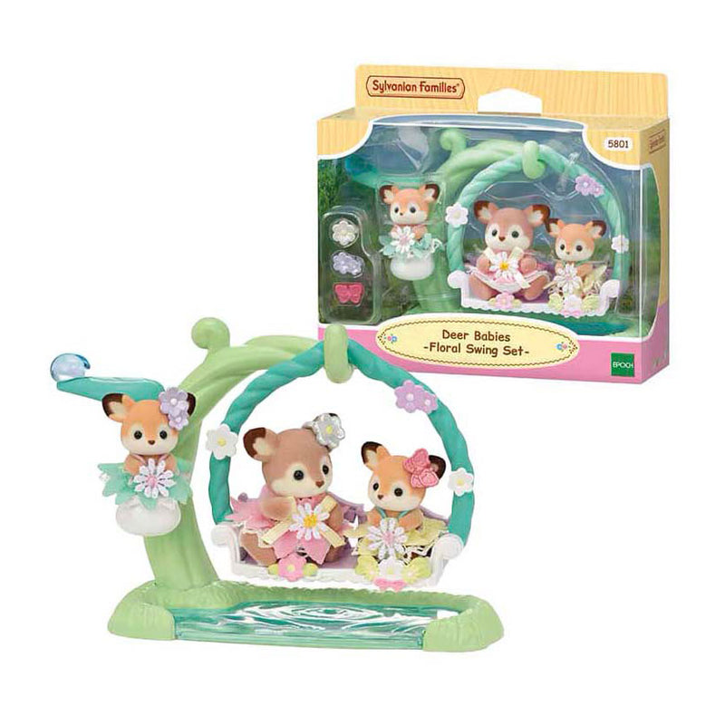 Epoch sylvanian families 5801 baby hertjes en bloemen schommel