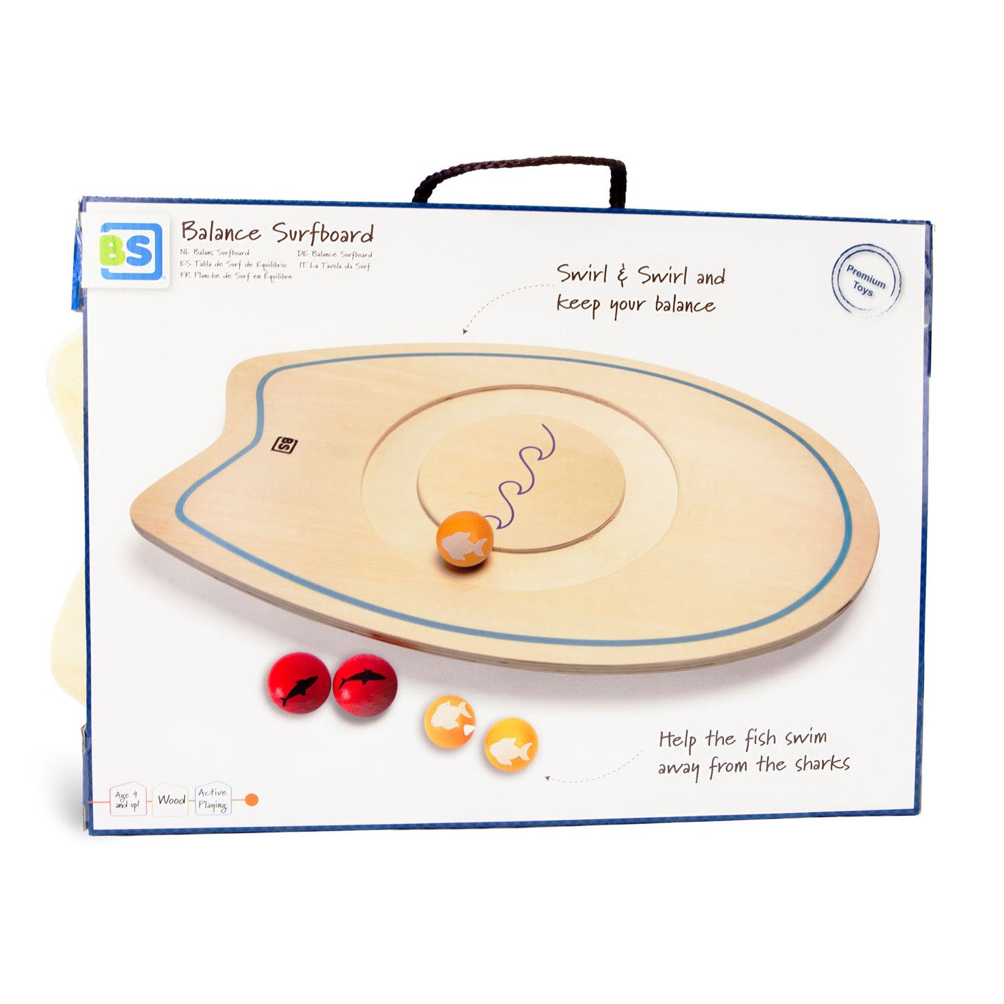 Bs toys buitenspeelgoed balansspel surfbord - 50 cm - speelgoed hout - balansspeelgoed - evenwichtsspel - cadeau kind