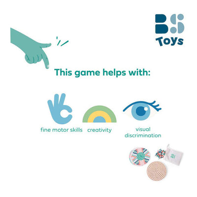 Bs toys insteek mozaïekspel - mozaïek van hout - mozaïekpuzzel - educatief speelgoed - fsc hout - leerspel - geschikt vanaf 4 jaar