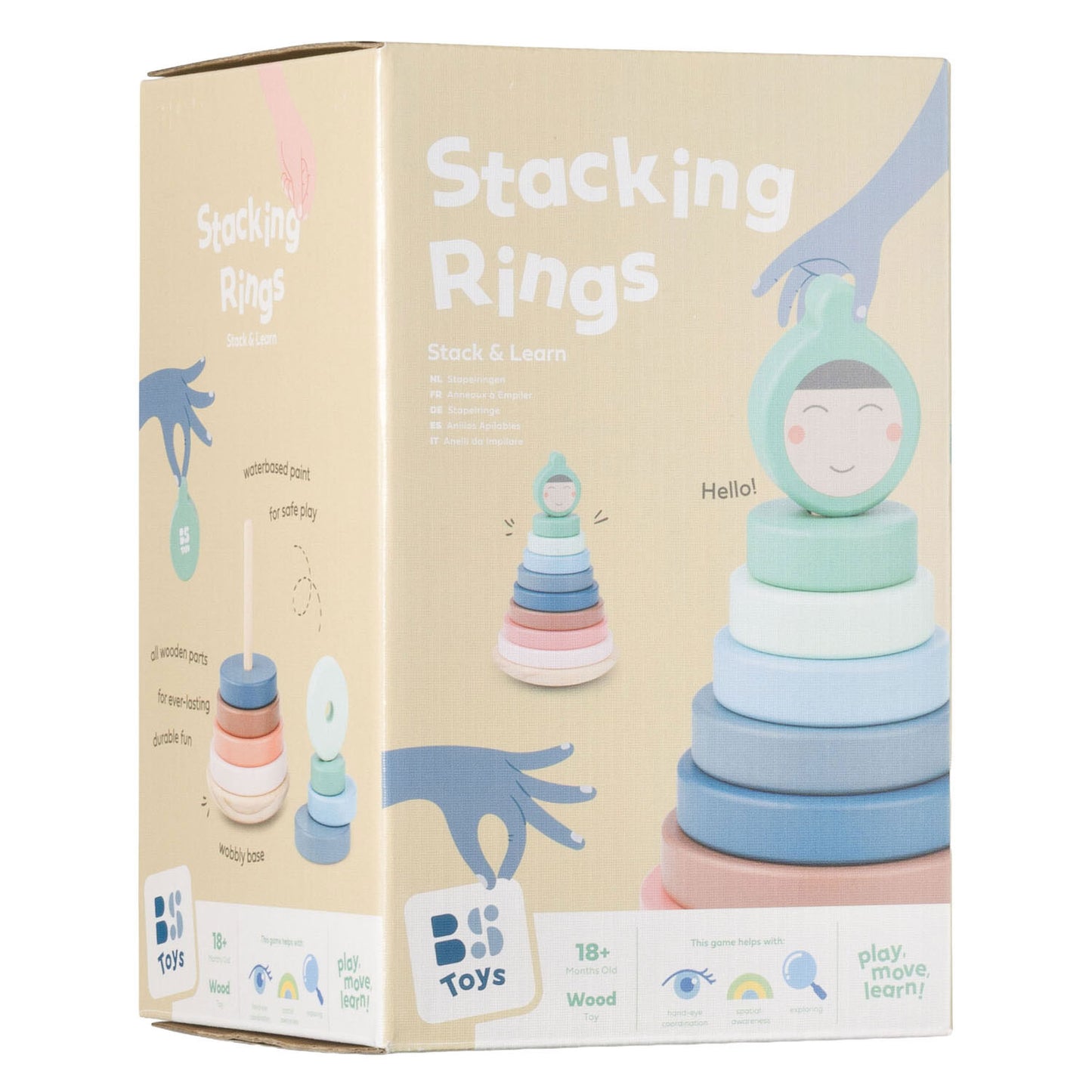 Bs toys – stapelringen – educatief spel – houten stapelspel – vanaf 18 maanden