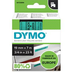 Labeltape dymo d1 standard 19mm x 7m zwart op groen